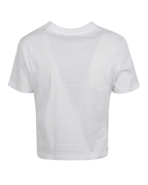 Miu Miu White Logo-embroidered Cotton T-shirt