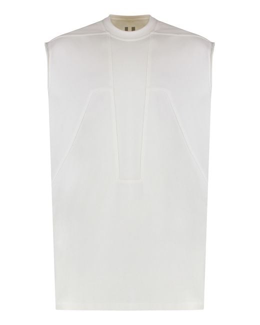 Rick Owens White Ribbed Cotton Tank Top T-Shirts for men