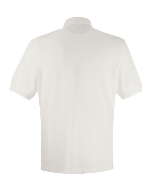 Brunello Cucinelli White Cotton Jersey Polo Shirt for men