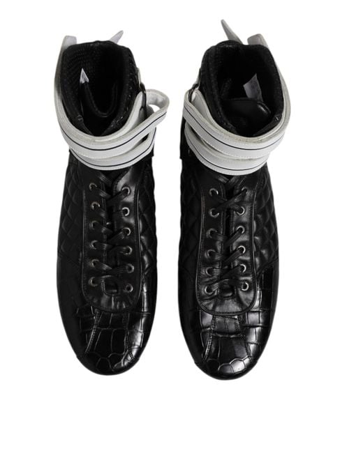 Dolce & Gabbana Black Hightop Leather Sneakers for men