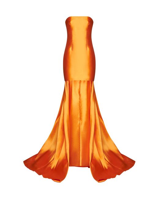 Solace London Orange Neva Train Mini Dress