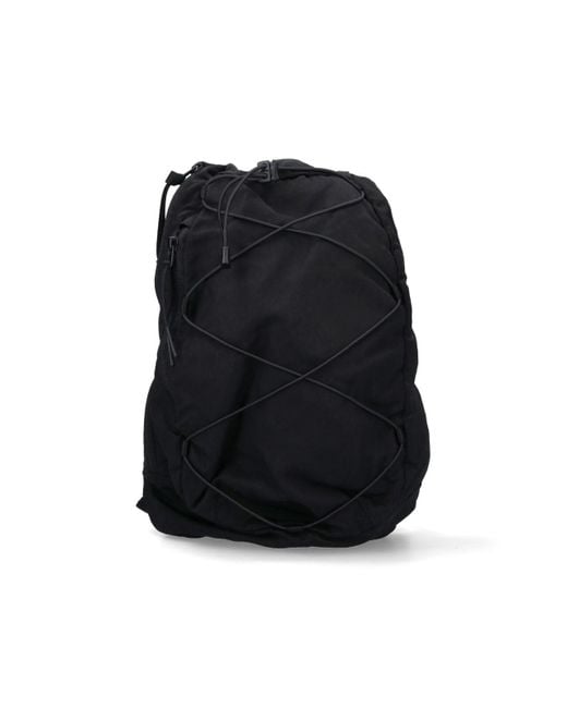 C P Company Black One-Shoulder Logo Backpack for men