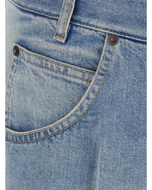 Maison Margiela Blue Midi Skirt Cotton