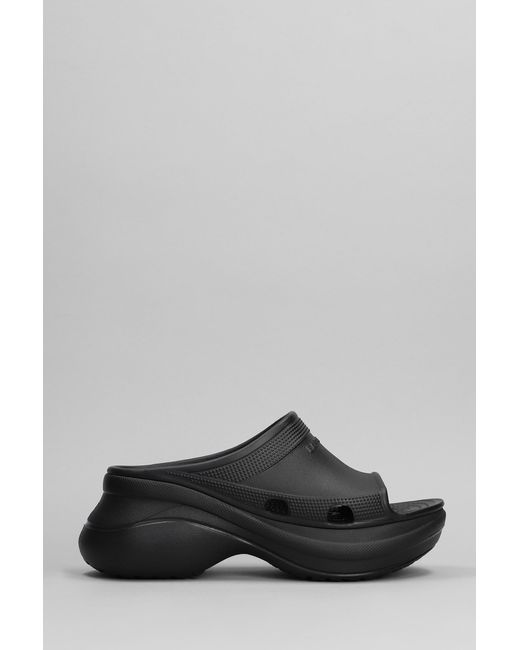 Balenciaga Gray Pool Crocs Slide Slipper-mule In Black Eva