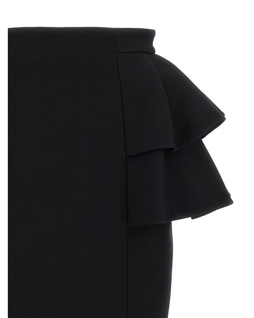 Valentino Garavani Black Crepe Couture Skirt Virgin Wool Silk
