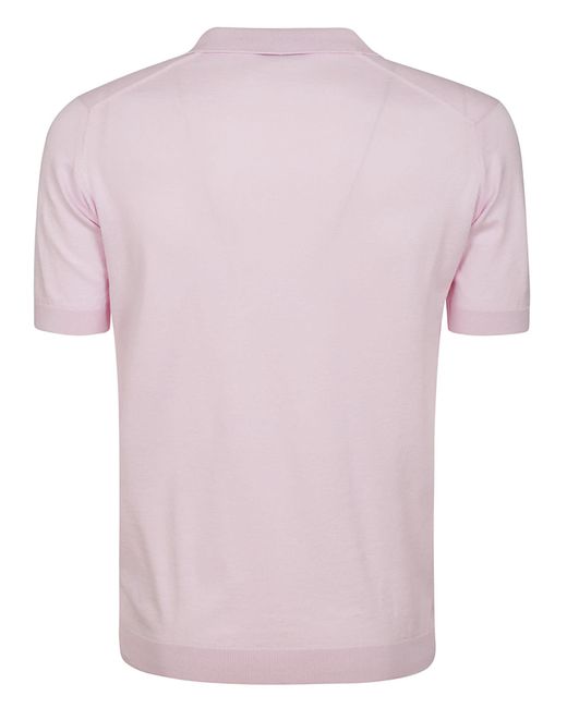 John Smedley Pink Noah Skipper Collar Shirt Ss for men