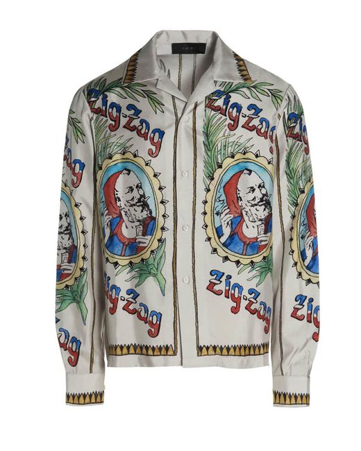 Amiri Silk Zig Zag Shirt For Men Lyst