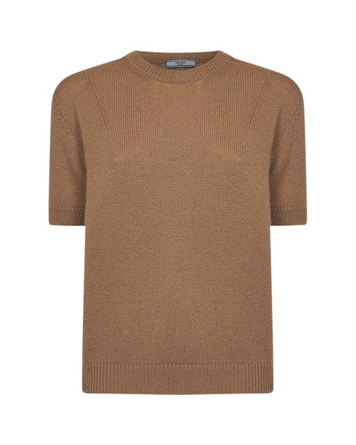Prada Brown Cashmere Sweater With Scarf
