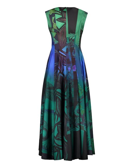 Ferragamo Green Printed Silk Dress