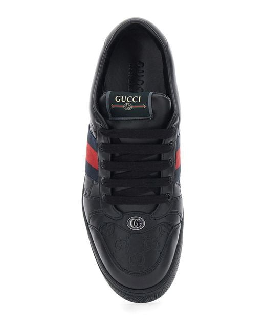 Gucci Blue Low-Top Sneaker Screener Leather Lambskin Trainers for men