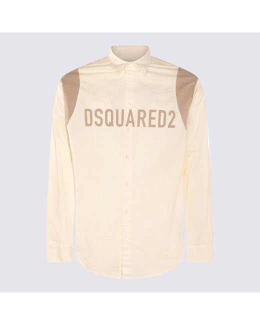 DSquared² Natural Cream And Beige Cotton Blend Shirt for men