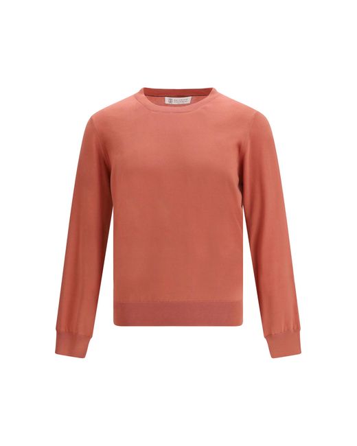 Brunello Cucinelli Pink Sweater Cotton Peach-Mist for men