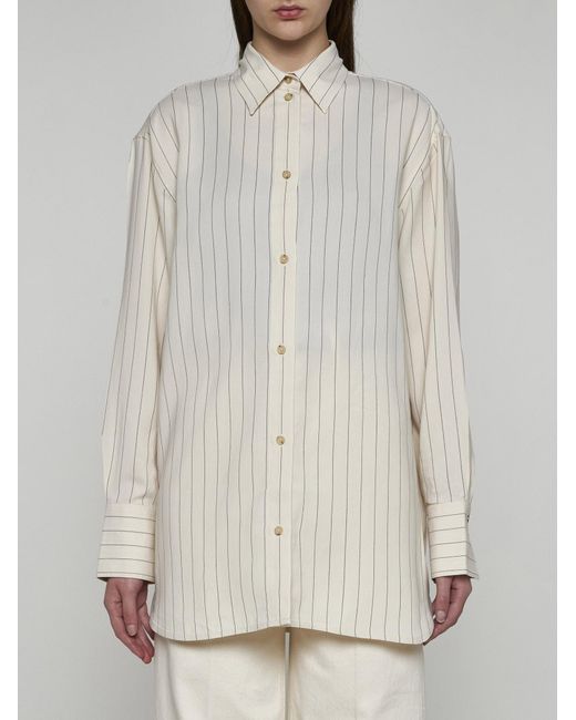 Totême  White Pinstriped Viscose-blend Shirt
