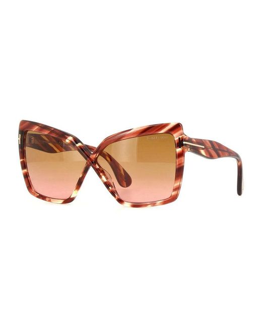 Tom Ford Brown Sunglasses Cat Eye Full Rim, Havana Frame And Gradient Lens Ft119554F