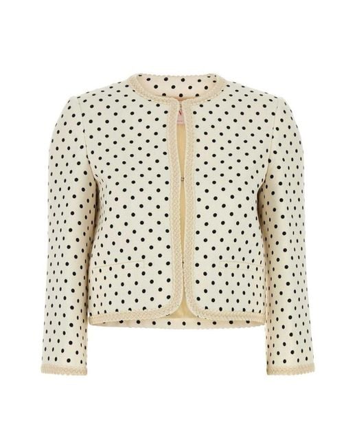 Valentino White Supergran Polka Dot Printed Blazer