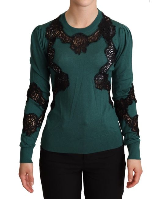 Dolce & Gabbana Green Wool Crewneck Sweater Cotton Clothing