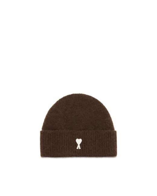 AMI Brown Wool Oves Aries Beanie Accessory for men