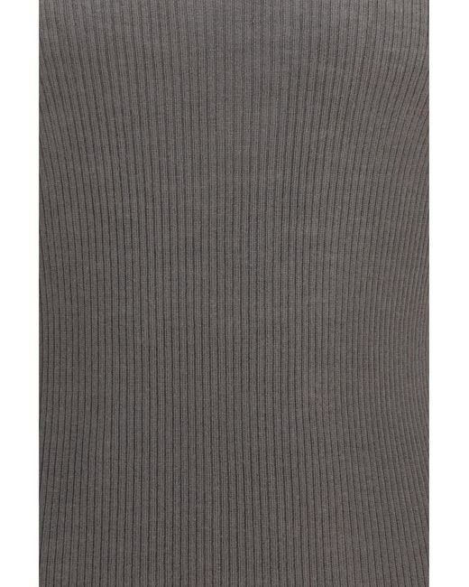 Rick Owens Gray Slim Ribbed Long-Sleeve Sweater Merino Wool Ovis Aries for men