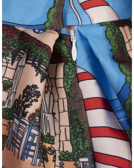 ALESSANDRO ENRIQUEZ Blue Midi Skirt With Marzameni Print