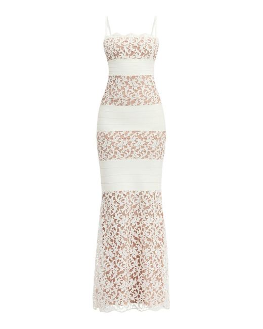 Hervé Léger White Long Dress Marielle Gown