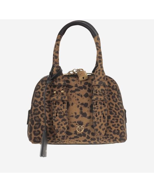 Pinko Brown Mini Escape Suede Leather Handbag Handbags