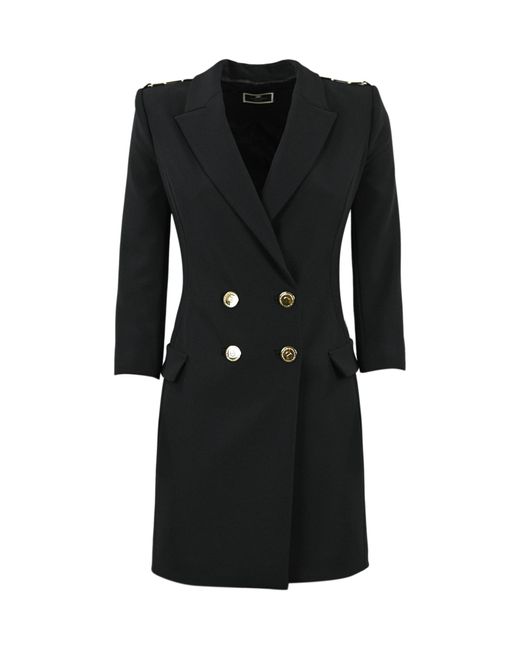 Elisabetta Franchi Black Crepe Robe-manteau Dress