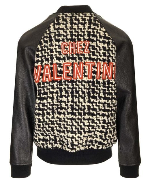Valentino Black Wool Tweed Bomber for men