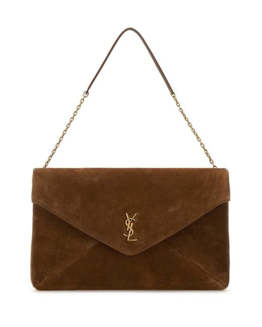 Saint Laurent Brown Suede Cassandre Xxl Shoulder Bag