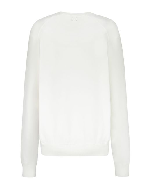 Ferragamo White Long Sleeve Crew-Neck Sweater