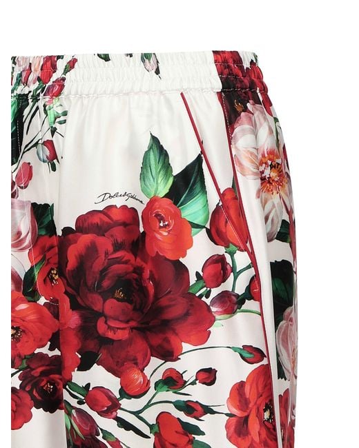 Dolce & Gabbana Rose Print Pajama Pants in Red | Lyst