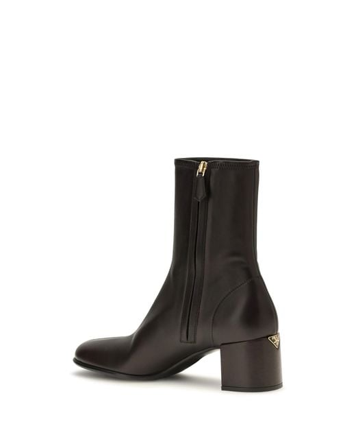 Prada White Stretch Nappa Leather Ankle Boots