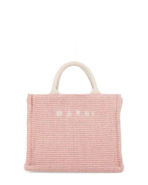 Marni Pink Raffia Hand Bag