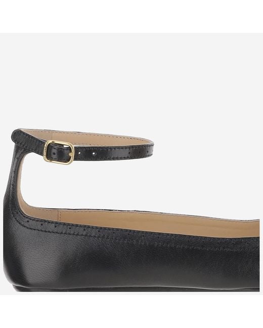 Chloé Black Mixed Leather Ballerina Flats