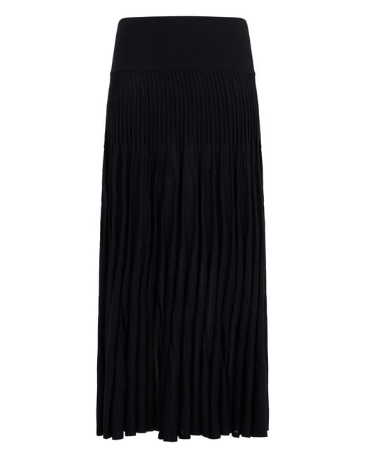 Alaïa Black Pleated Wool Skirt Virgin