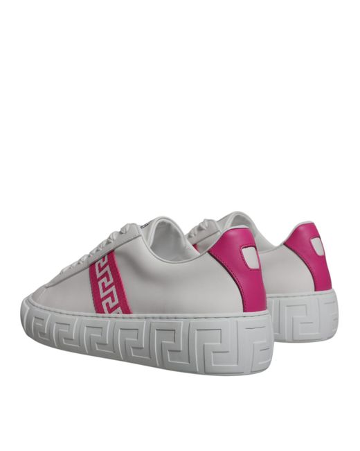 Versace Gray Greca Print Platform Low Top Sneakers Shoes for men