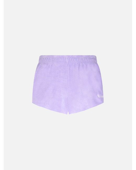 Mc2 Saint Barth Purple Terry Francine Pull Up Shorts With Piping Pant