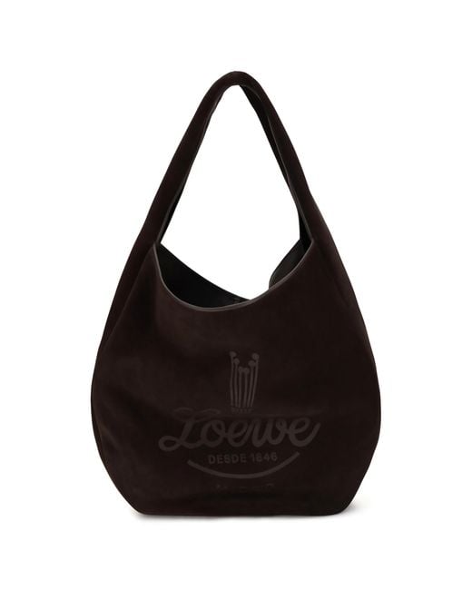 Loewe Black Hobo Shoulder Bag Roomy Suede Calfskin Calf Leather for men