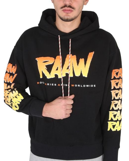 Aries Black Sweatshirt With Logo Print Cotton Sweatshirts
