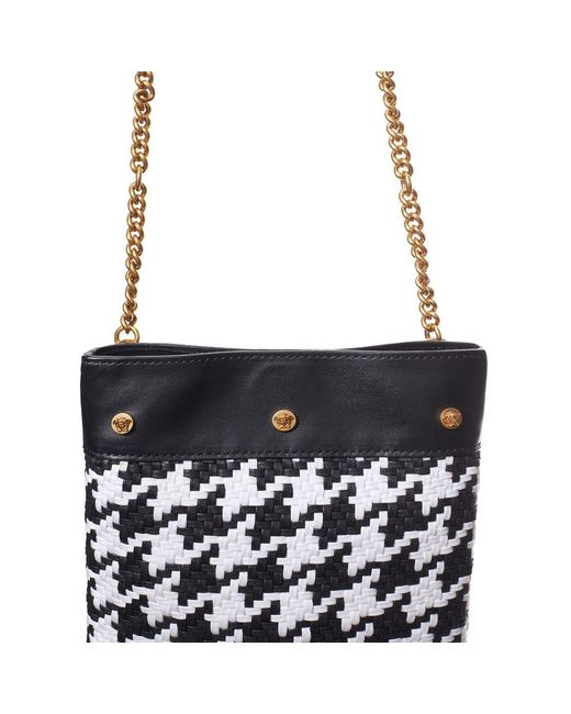 Versace White Leather Textile Shoulder Bag