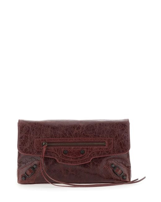Balenciaga Purple Clutch Le City Leather Bags