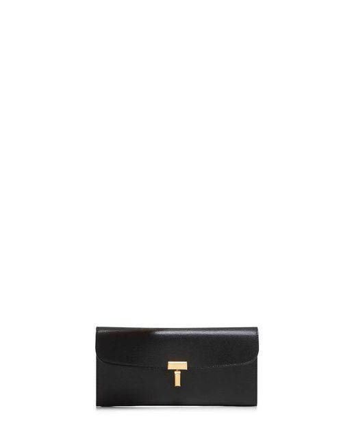 Totême White Leather T-Lock Wallet