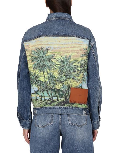 Palm Angels Blue Sunrise Print Jacket