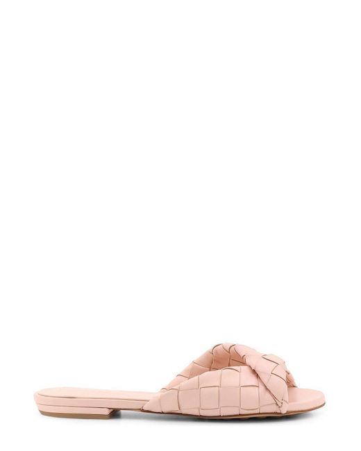 Bottega Veneta Pink Blink Intrecciato Sandals