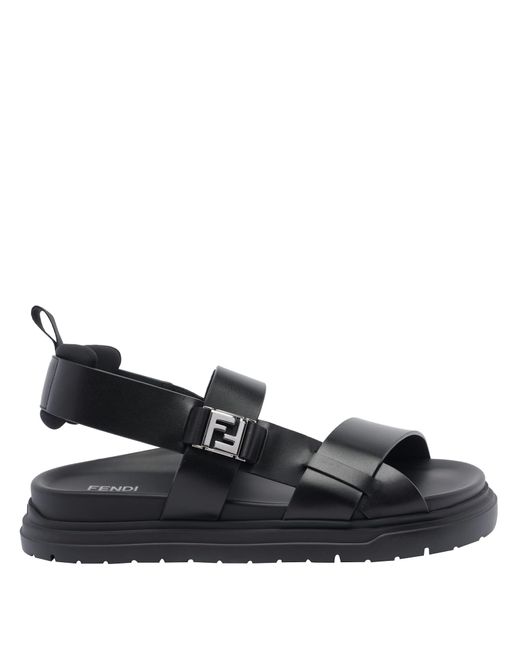 Fendi Black Ff Sandals for men