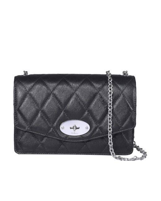 Mulberry Black Small Darley Quilted Shiny Satchel Bag