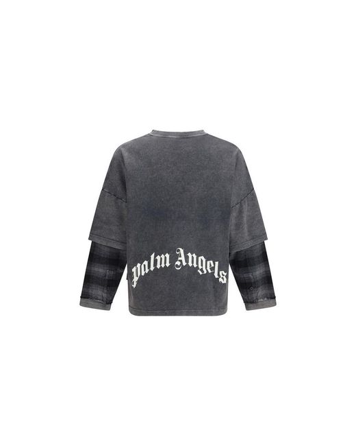 Palm Angels Blue Black Cotton Shirt for men