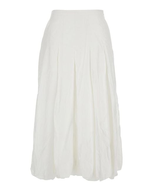 EPINGLER White Skirt With Balloon Design And Pleated Details