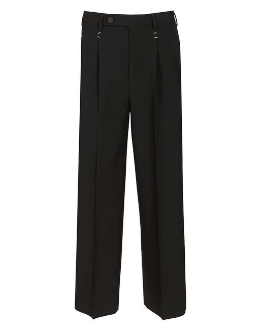 MM6 by Maison Margiela Black Wool With Staples Trousers for men