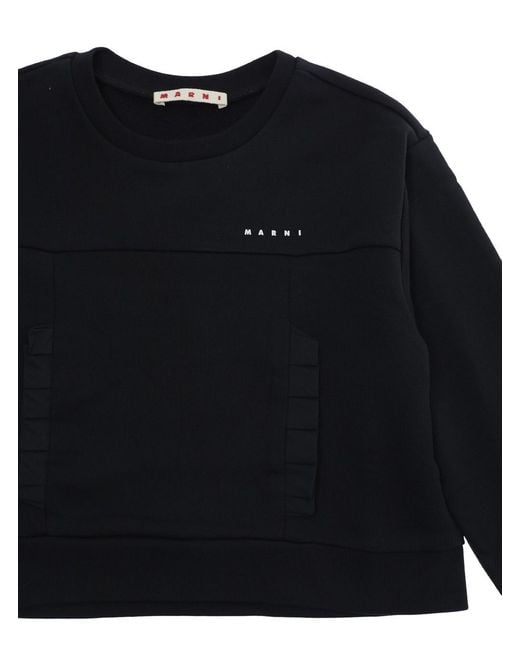 Marni Black Sweatshirt With Logo Cotton Hoods & Sweatshirts
