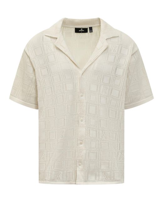 Represent White Shirt With Geometric Weave for men